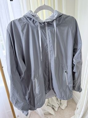 GAP Light Gray Hooded Windbreaker Jacket